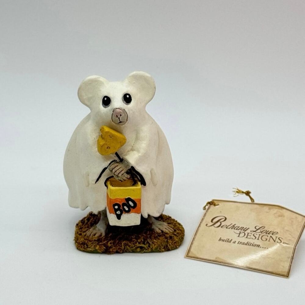 Bethany Lowe Ghostie Timmy Halloween Mouse In Ghost Costume Figurine 3" NEW